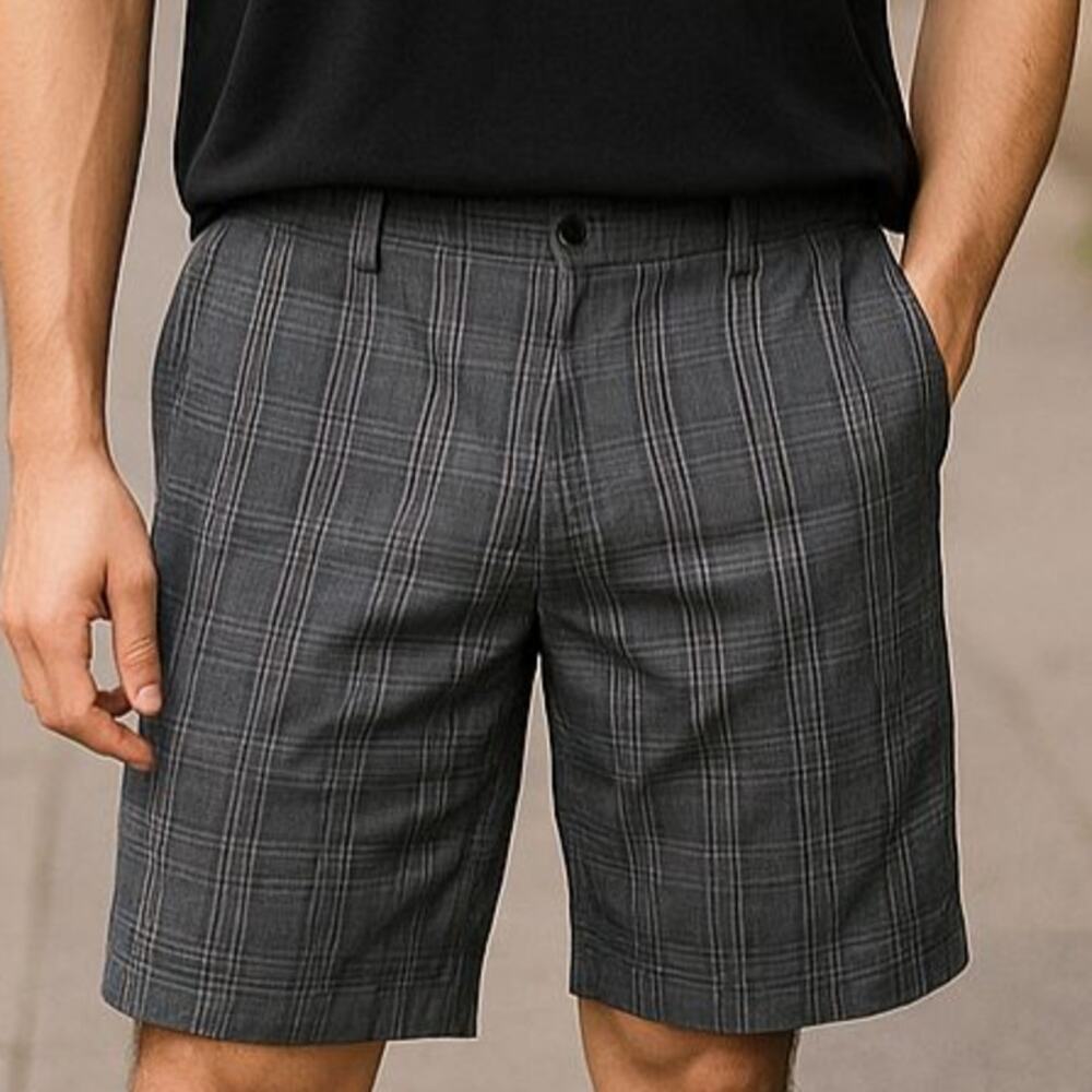 Nike Plaid Flat Front Plaid Bermuda Golf Shorts size 32